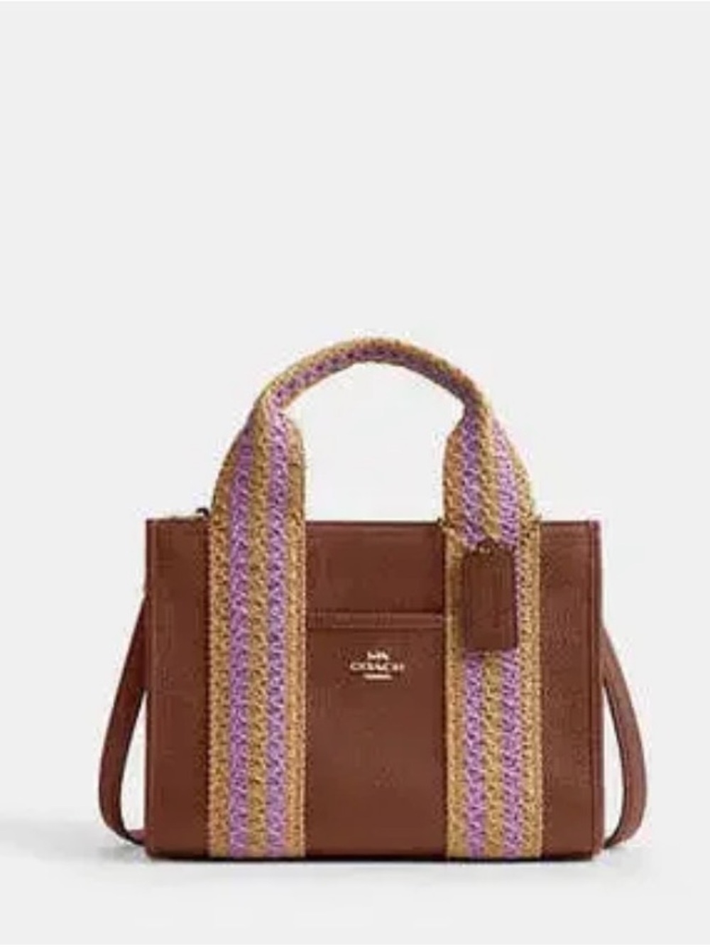 COACH Smith 24 Tote Pebble Leather w/Straw-Webbed Trim Crossbody/Satchel NWT - Picture 11 of 11